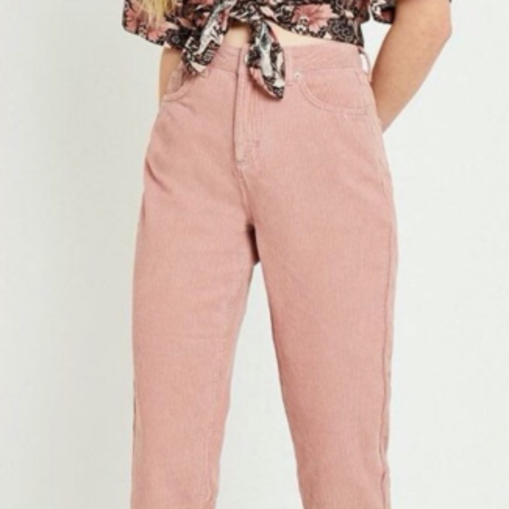 UO high waisted light pink corduroy jeans